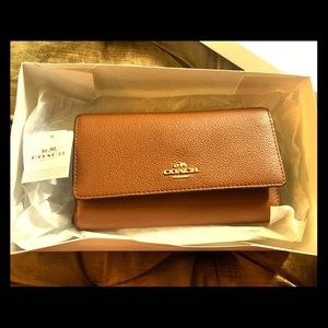 Coach Pebble Brown Saddle Leather Cross Body Bag